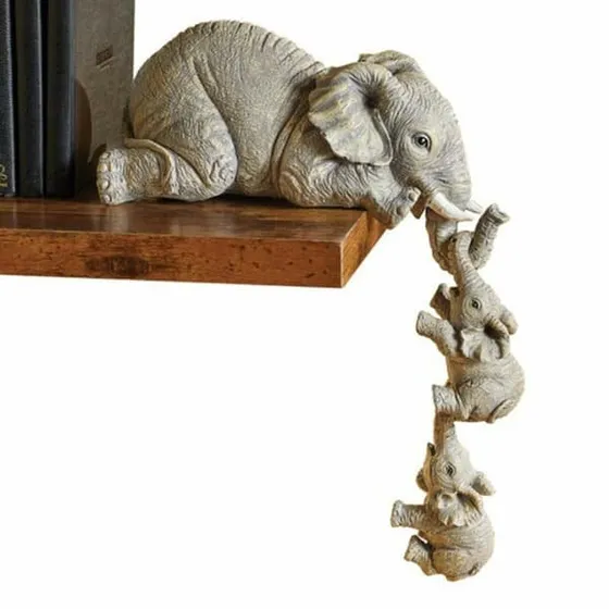 Charmerende Elefant Figur Sæt - Dekorativ Resin Kunst