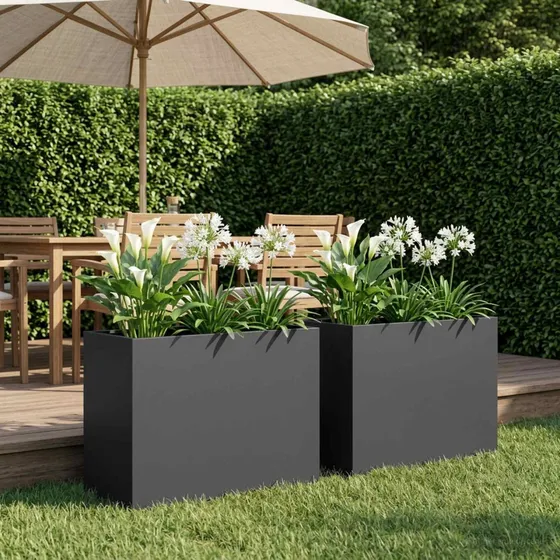 vidaXL Have Blomsterkrukke 2 stk. Sort 60x30x50 cm i koldvalset stål