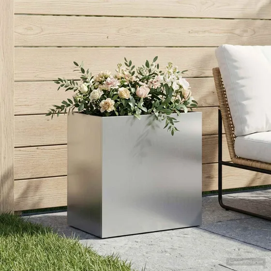 vidaXL Have Blomsterkrukke Sølv 50 x 30 x 40 cm Galvaniseret stål