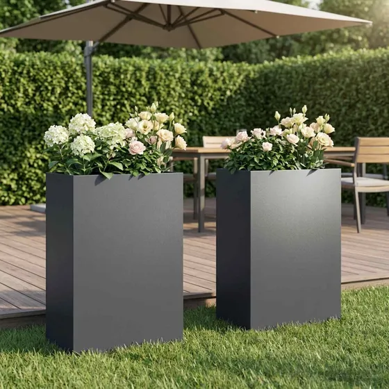 vidaXL Have Blomsterkrukke 2 stk. Antracit 40 x 30 x 75 cm