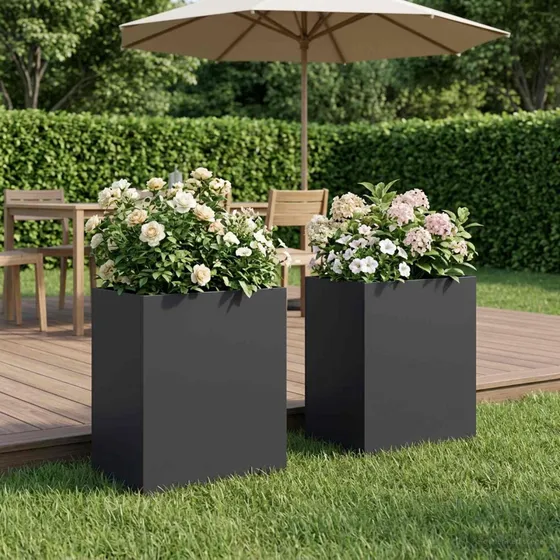 vidaXL Have Blomsterkrukke 2 stk. Sort 40x30x50 cm i koldvalset stål