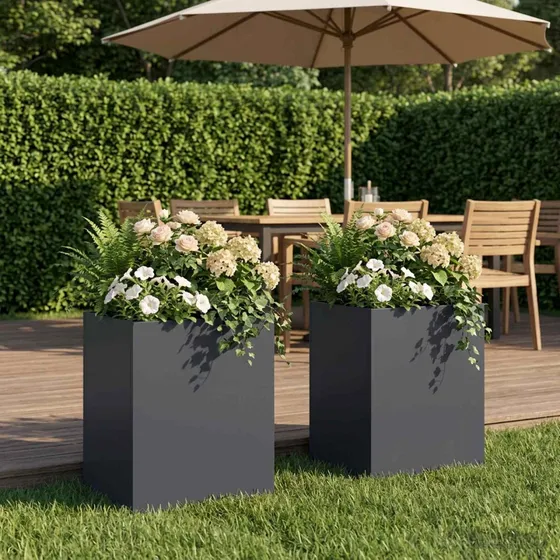 vidaXL Have Blomsterkrukke 2 stk. Antracit 40 x 30 x 50 cm