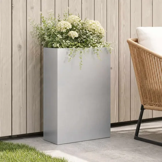 vidaXL Have Blomsterkrukke Sølv 40 x 20 x 75 cm Galvaniseret Stål