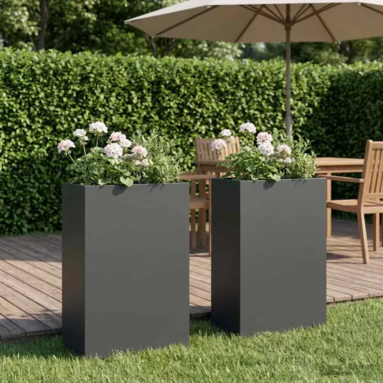 vidaXL Have Blomsterkrukke 2 stk. Antracit 40 x 20 x 75 cm