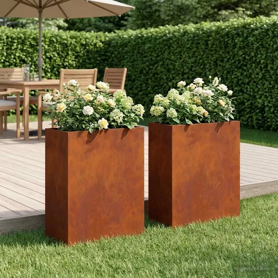 vidaXL Blomsterkrukker i Cortenstål, 2 stk. - Rusten 40x20x50 cm