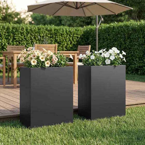 vidaXL Have Blomsterkrukke 2 stk. Sort 40x20x50 cm i stål