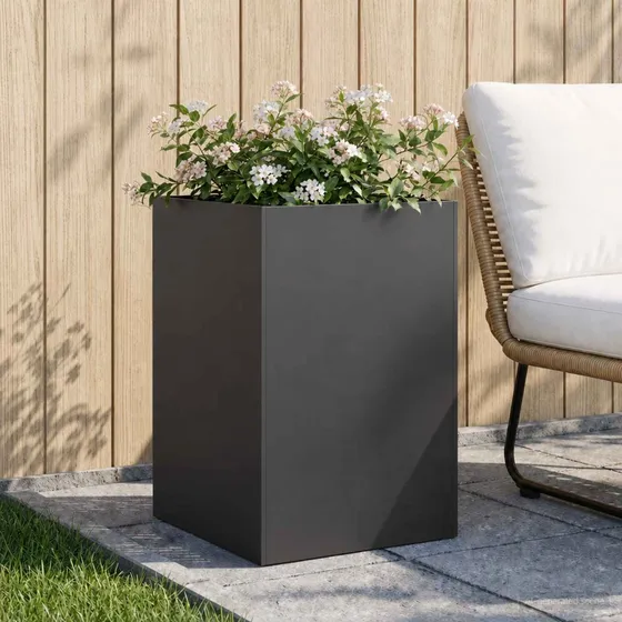 vidaXL Have Blomsterkrukke Sort 50 x 50 x 75 cm i Stål