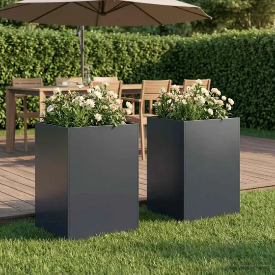 vidaXL Have Blomsterkrukke 2 stk. Antracit 40 x 40 x 75 cm