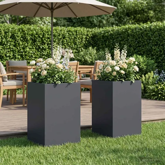 vidaXL Have Blomsterkrukke 2 stk. Antracit 40x40x50 cm
