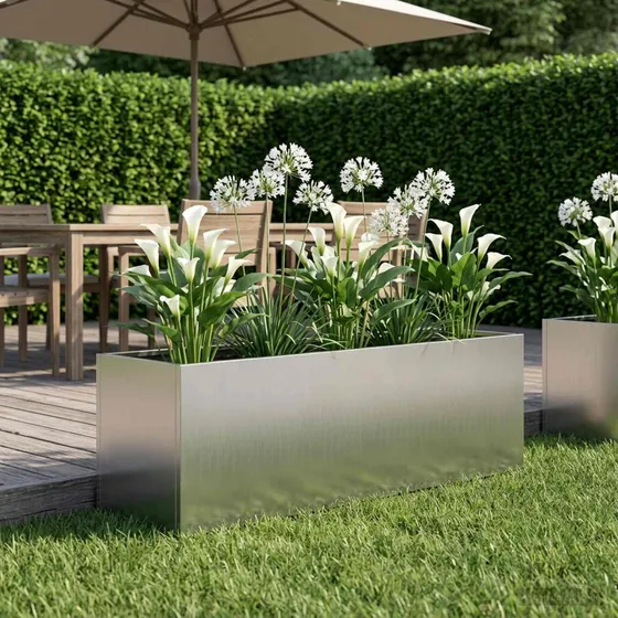 vidaXL Have Blomsterkrukke Sølv 100 x 30 x 30 cm Galvaniseret Stål