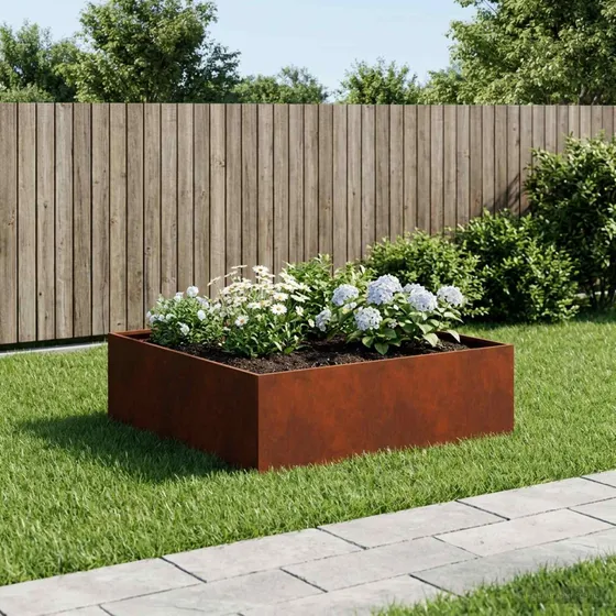 vidaXL Cortenstål Havekrukke Rusten 100 x 100 x 30 cm