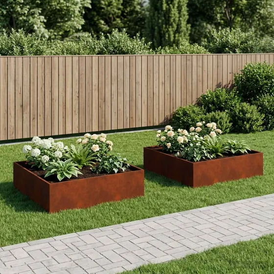 vidaXL Have Blomsterkrukke 2 stk. Cortenstål 80x80x30 cm Rusten