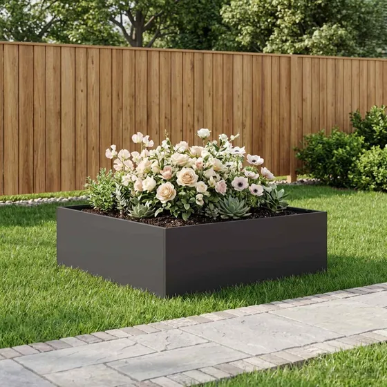 vidaXL Have Blomsterkrukke Sort 100 x 100 x 30 cm i stål
