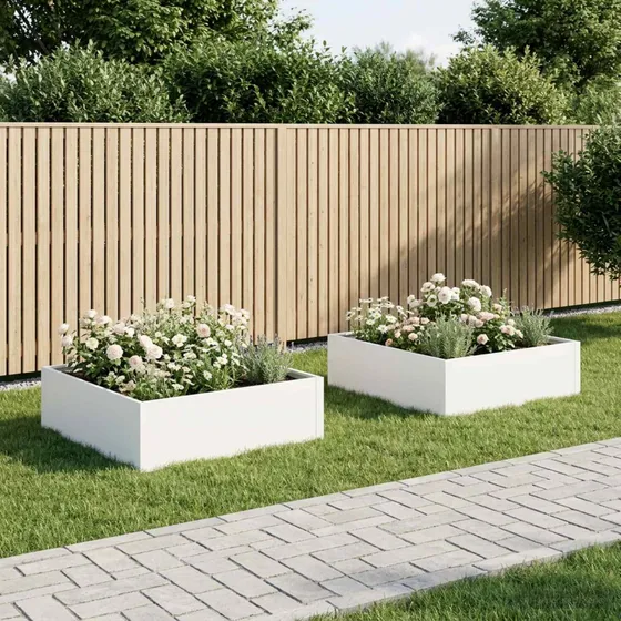 vidaXL Have Blomsterkrukke 2 stk. Hvid 80x80x30 cm i stål