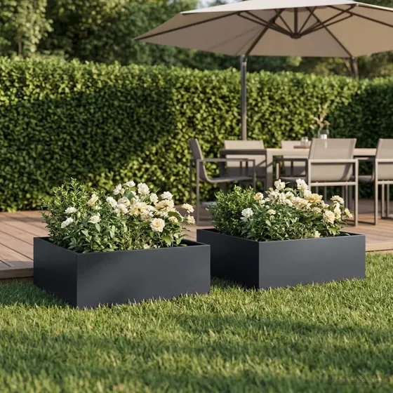vidaXL Have Blomsterkrukke 2 stk. Antracit 40 x 40 x 20 cm