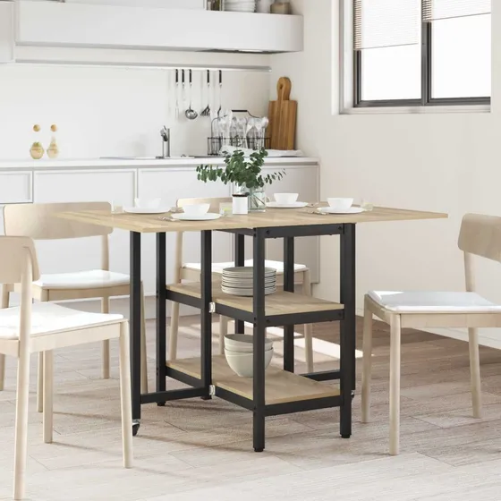 vidaXL Spisebord 122 x 80 cm i Sonoma-eg med hylder
