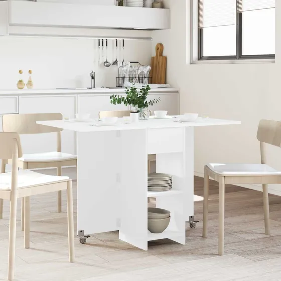 vidaXL Spisebord 115x70x75 cm Hvid med Foldbar Bordplade