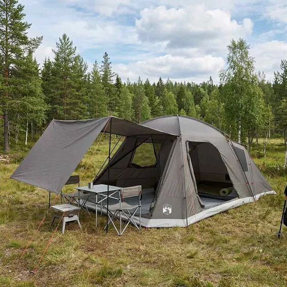 vidaXL Hyttetelt 12-personers - Brun/Grå Polyester & Stål