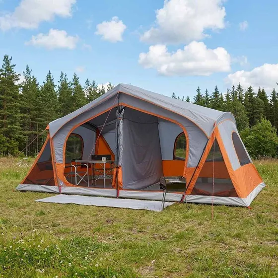 vidaXL Hyttetelt 10-personers - Grå og Orange