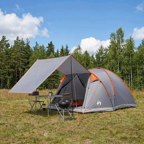 vidaXL Hyttetelt 4-personers - Grå/Orange