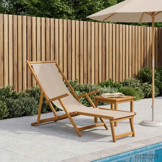 vidaXL Foldestol i massivt eucalyptus træ, beige