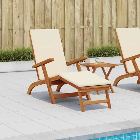 vidaXL Reclinerende og foldbar solseng i akacietræ, 55x146x91 cm