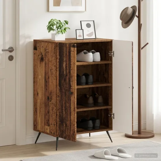 vidaXL Skoskab BREDA Gammelt træ 59,5 x 39,5 x 90 cm