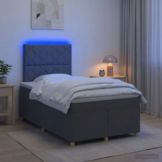 vidaXL Boxmadras med topmadras Mørkegrå 120 x 200 cm