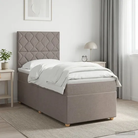 vidaXL Boxmadras med topmadras og hovedgærde, Gråbrun, 90x190 cm
