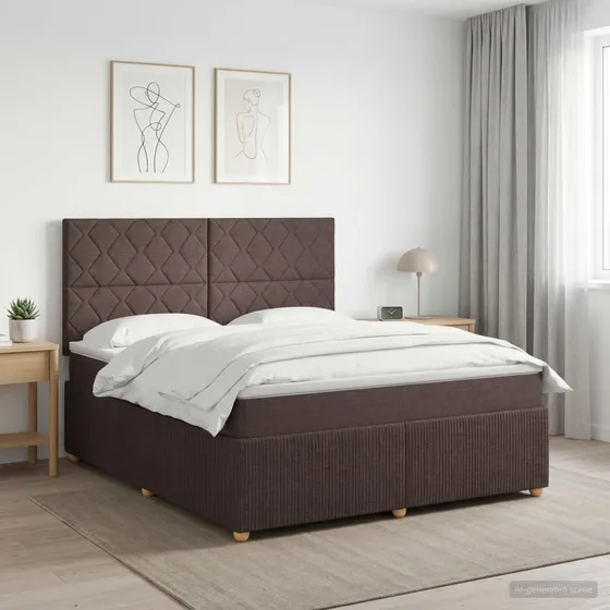 vidaXL Boxmadras med topmadras, Mørk Brun, 180 x 200 cm