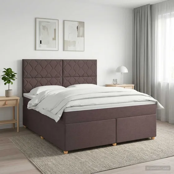 vidaXL Boxmadras med topmadras, Mørk Brun, 180 x 200 cm