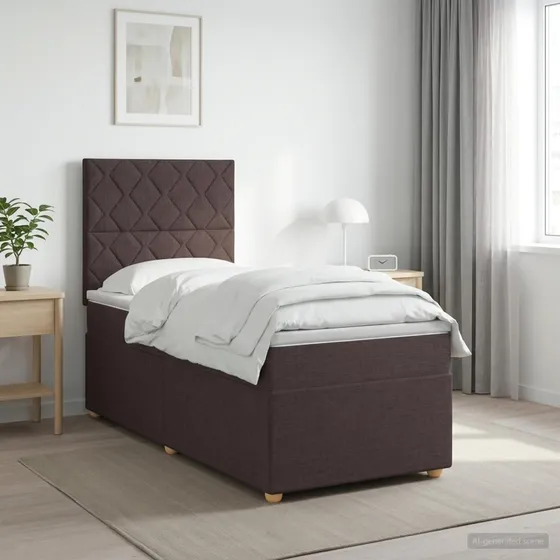 vidaXL Boxmadras med topmadras, Mørk Brun, 80 x 200 cm
