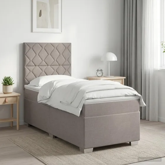vidaXL Boxmadras med topmadras og hovedgærde - Gråbrun 90x200 cm