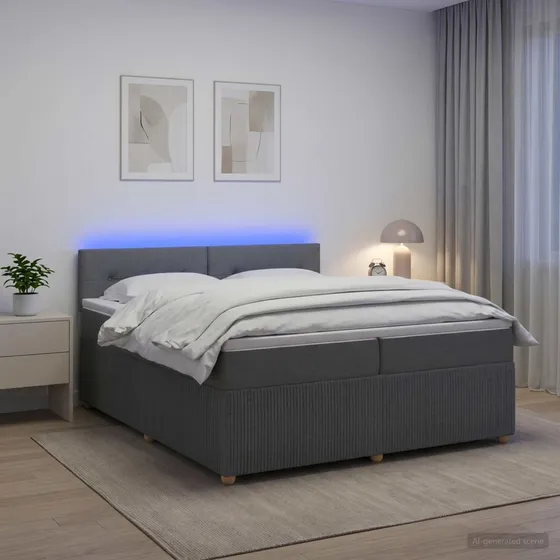 vidaXL Boxmadras med topmadras, mørkegrå, 200 x 200 cm