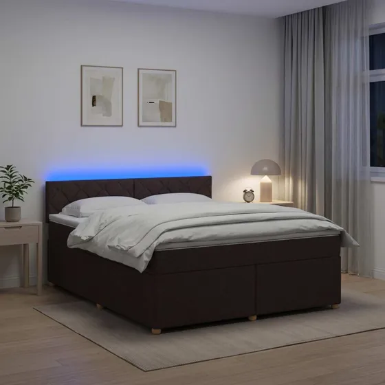 vidaXL Boxmadras med topmadras Mørk Brun 180 x 200 cm
