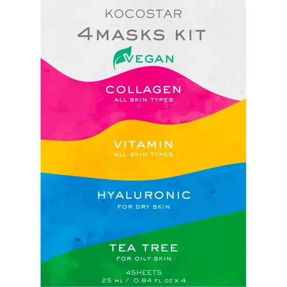 KOCOSTAR 4 Masks Kit - Sæt med 4 sheet masker