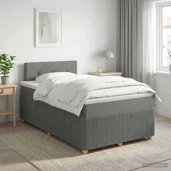 vidaXL Boxmadras med topmadras, mørkegrå, 120 x 190 cm