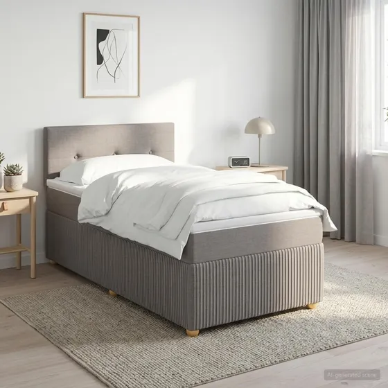vidaXL Boxmadras med topmadras og hovedgærde, Gråbrun, 80x200 cm