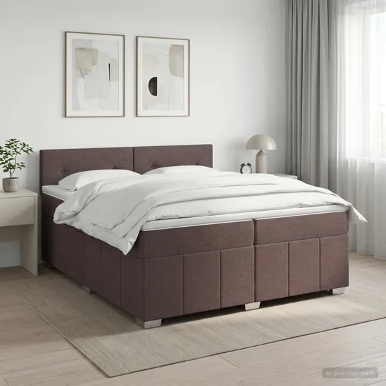 vidaXL Boxmadras med topmadras Mørk Brun 200 x 200 cm