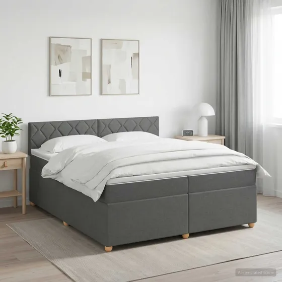 vidaXL Boxmadras med topmadras, Mørkegrå, 200 x 200 cm