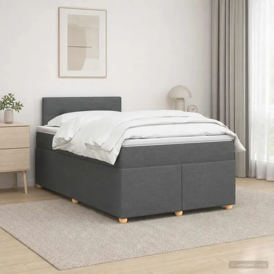vidaXL Boxmadras med topmadras, Mørkegrå, 120 x 190 cm