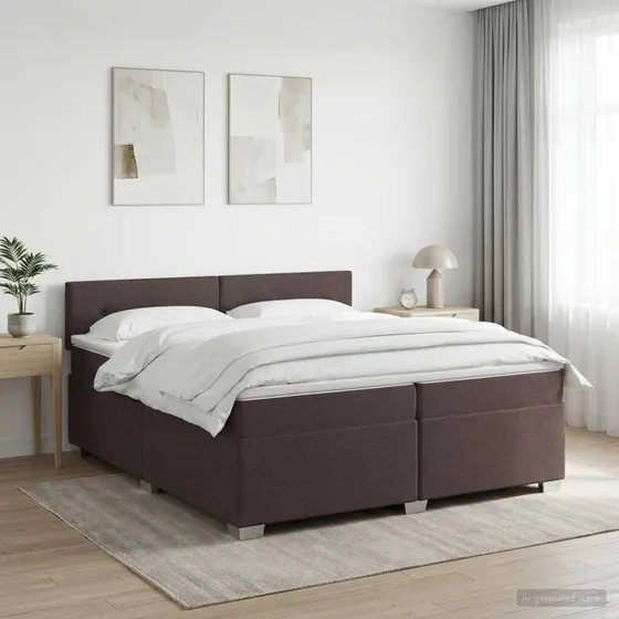 vidaXL Boxmadras med topmadras, Mørk Brun, 200 x 200 cm