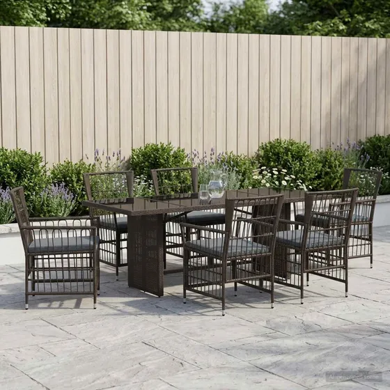 vidaXL Udendørs spisesæt 7 stk. i sort polyrattan