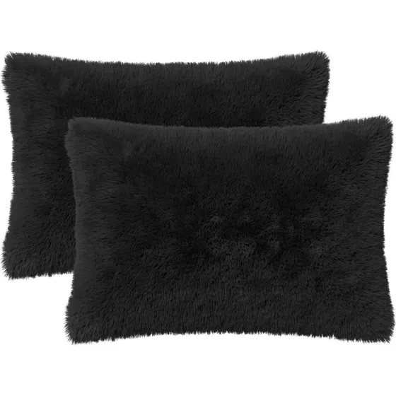 vidaXL Heerlen Pyntepuder 2 stk. - Sort PV-fleece, 50x70 cm