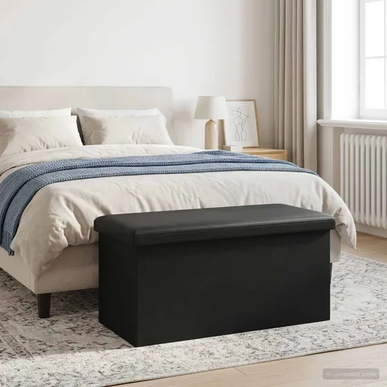 vidaXL Foldbar opbevaringsbænk Sort 80L 77x38x38 cm