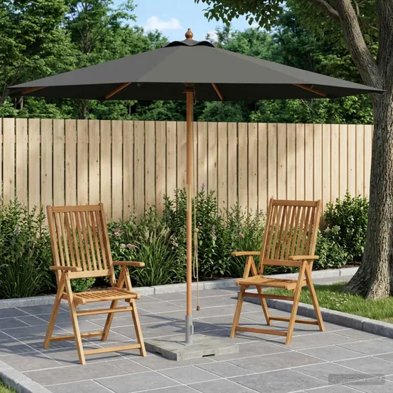 vidaXL Havesol Ø 300 x 248 cm i massivt eukalyptustræ - Antracit