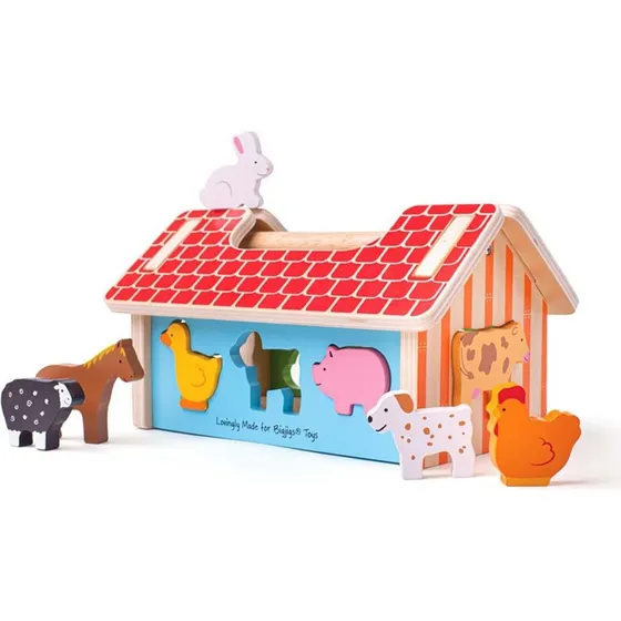 Bigjigs Toys Bondegård Sorteringskasse i træ - 11 dele