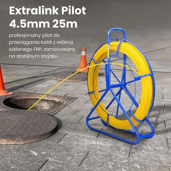Extralink Pilot Kabeltrækkestang 4,5 mm - 25 m - Gul