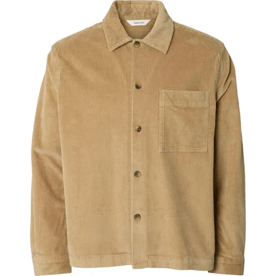 SELECTED SLMotto Kris Cord Overshirt i beige