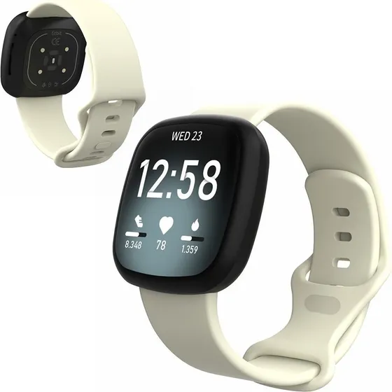Fitbit Versa 3 / Sense Silikone Rem - Beige - Str. S